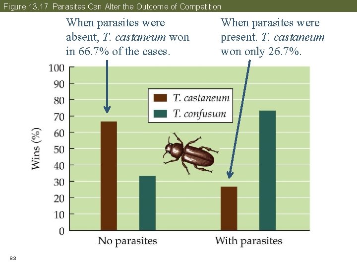 Figure 13. 17 Parasites Can Alter the Outcome of Competition When parasites were absent,