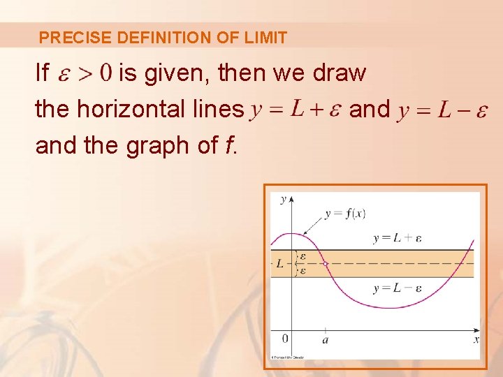 PRECISE DEFINITION OF LIMIT If is given, then we draw the horizontal lines and