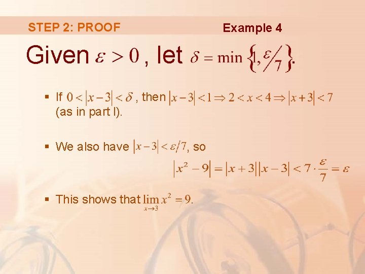 STEP 2: PROOF Given Example 4 , let . § If , then (as