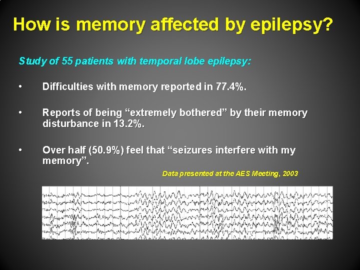 How is memory affected by epilepsy? Study of 55 patients with temporal lobe epilepsy: