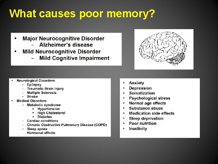 What causes poor memory? 