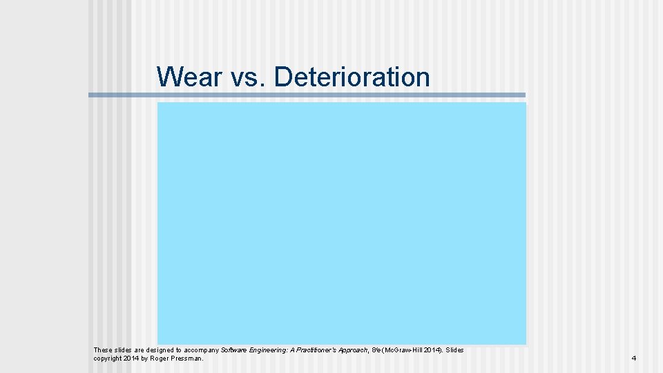 Wear vs. Deterioration These slides are designed to accompany Software Engineering: A Practitioner’s Approach,