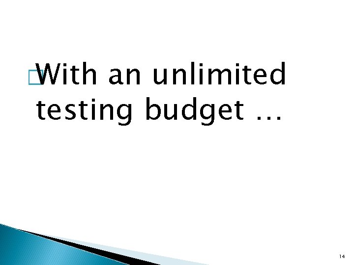 � With an unlimited testing budget … 14 