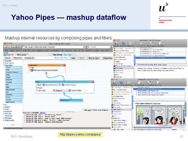 PS — e. Toys Yahoo Pipes — mashup dataflow Mashup internet resources by composing