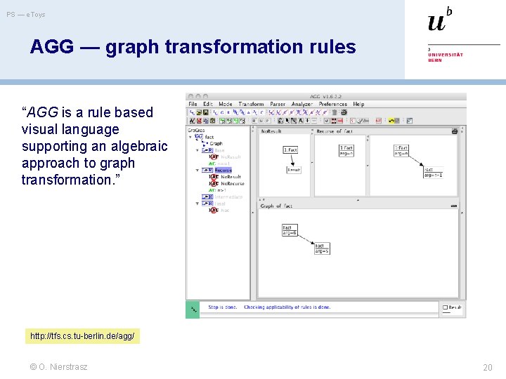 PS — e. Toys AGG — graph transformation rules “AGG is a rule based