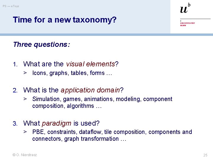 PS — e. Toys Time for a new taxonomy? Three questions: 1. What are