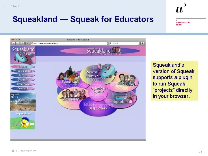 PS — e. Toys Squeakland — Squeak for Educators Squeakland’s version of Squeak supports