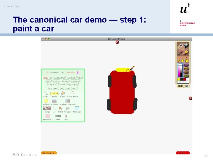PS — e. Toys The canonical car demo — step 1: paint a car