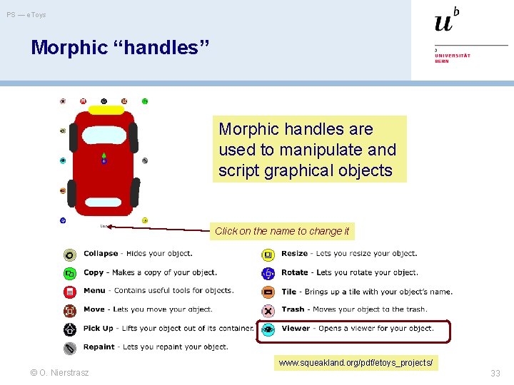PS — e. Toys Morphic “handles” Morphic handles are used to manipulate and script