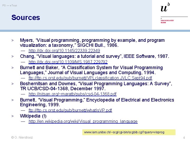 PS — e. Toys Sources > Myers, “Visual programming, programming by example, and program