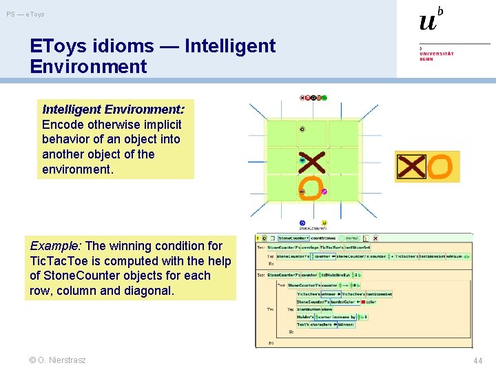 PS — e. Toys EToys idioms — Intelligent Environment: Encode otherwise implicit behavior of