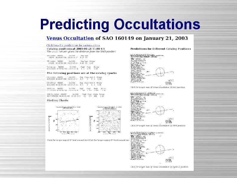 Predicting Occultations 