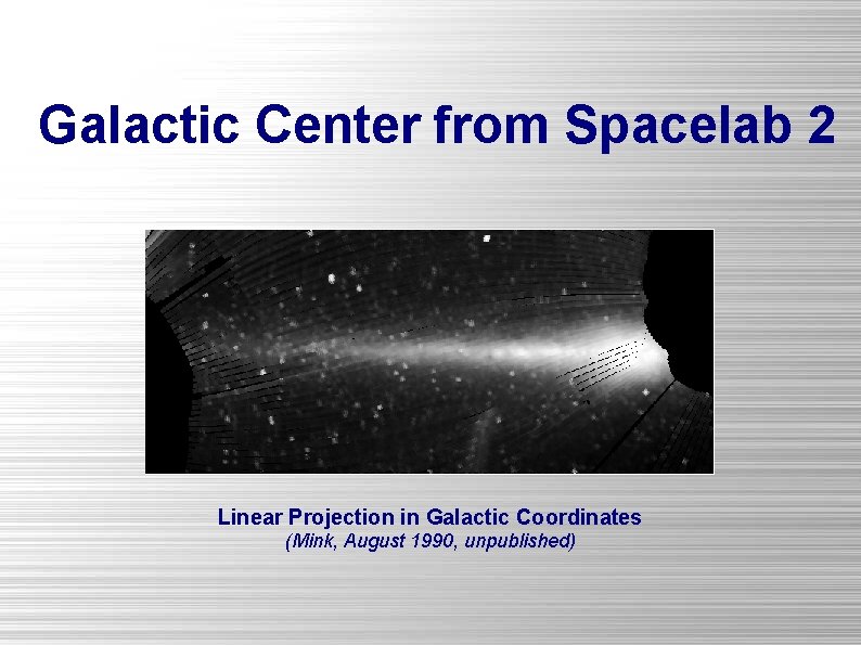 Galactic Center from Spacelab 2 Linear Projection in Galactic Coordinates (Mink, August 1990, unpublished)