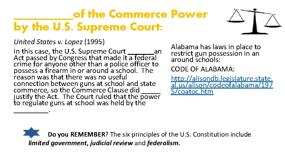 of the Commerce Power by the U. S. Supreme Court: United States v. Lopez