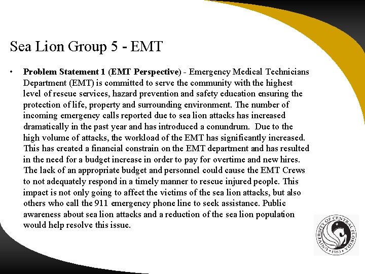 Sea Lion Group 5 - EMT • Problem Statement 1 (EMT Perspective) - Emergency