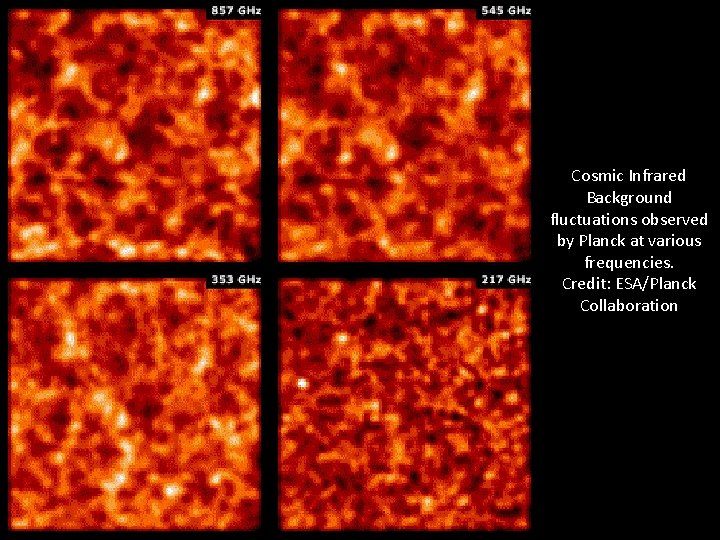 Cosmic Infrared Background fluctuations observed by Planck at various frequencies. Credit: ESA/Planck Collaboration 