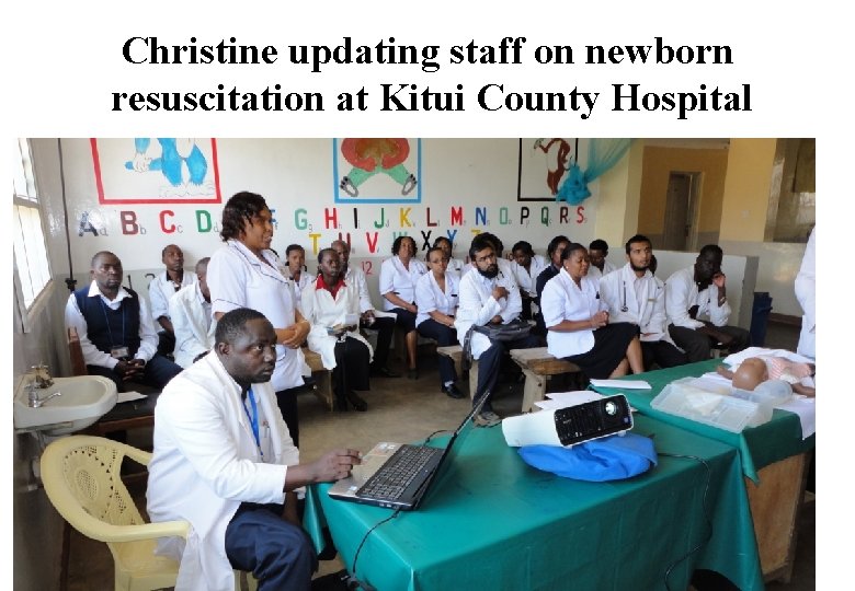 Christine updating staff on newborn resuscitation at Kitui County Hospital 17 