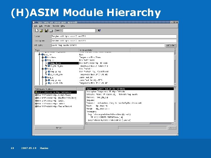 (H)ASIM Module Hierarchy 10 2007. 05. 14 Hasim 