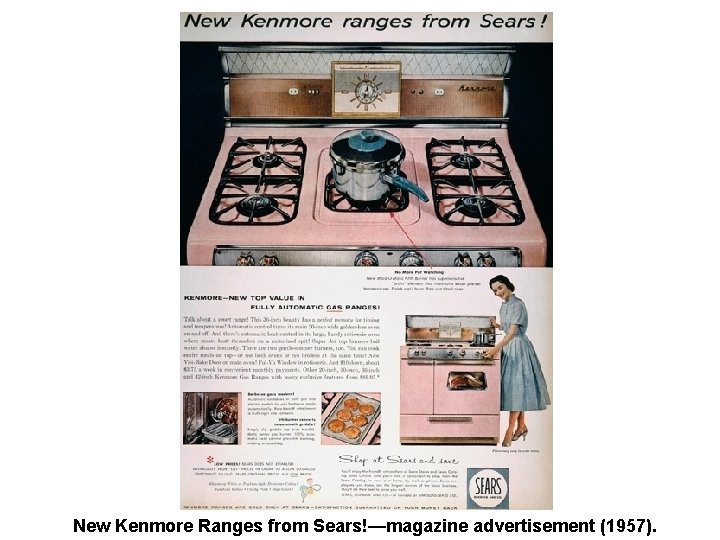 New Kenmore Ranges from Sears!—magazine advertisement (1957). 