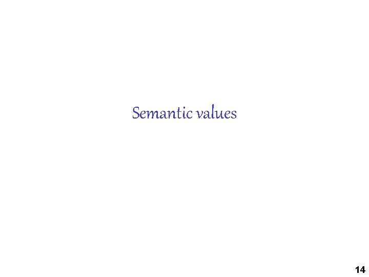 Semantic values 14 