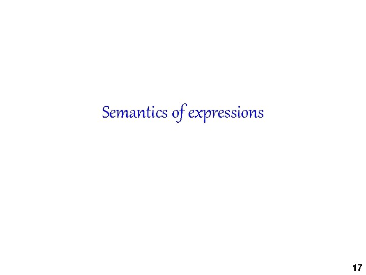 Semantics of expressions 17 