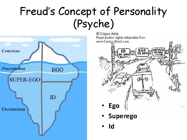 Freud’s Concept of Personality (Psyche) • Ego • Superego • Id 