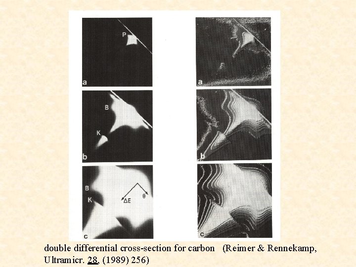 double differential cross-section for carbon (Reimer & Rennekamp, Ultramicr. 28, (1989) 256) 