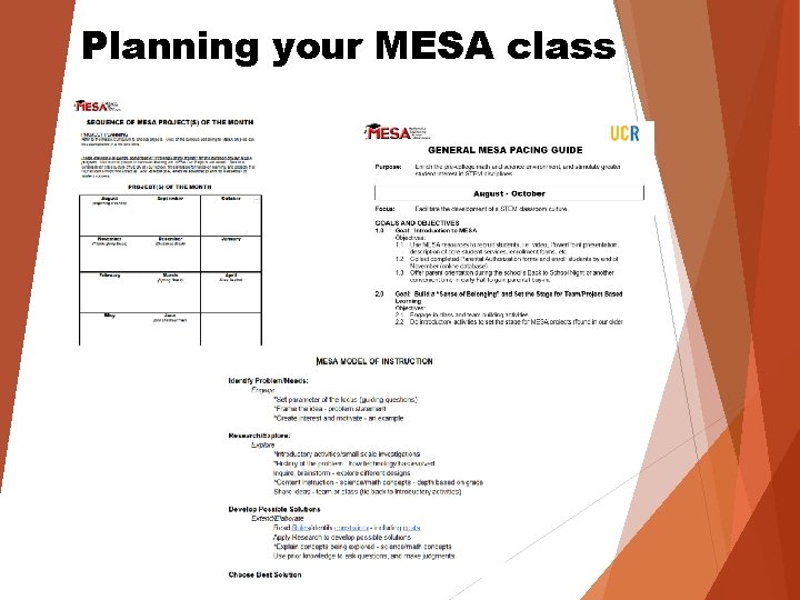 Planning your MESA class 