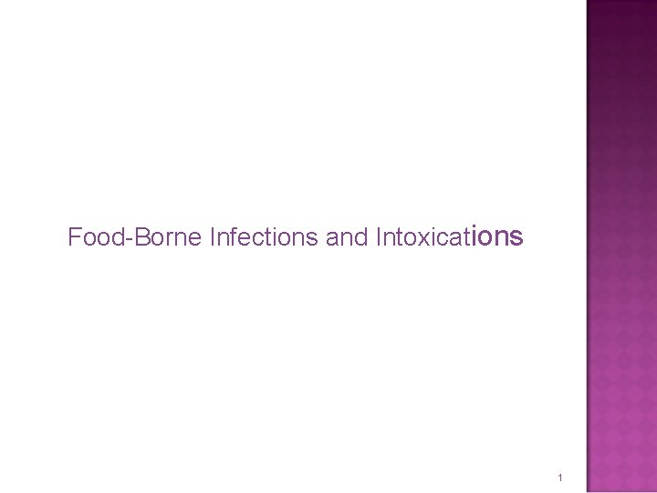 Food-Borne Infections and Intoxications 1 