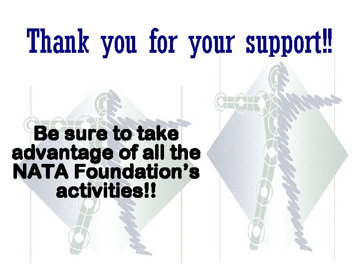 Thank you for your support!! Be sure to take advantage of all the NATA Thank you for your support!! Be sure to take advantage of all the NATA