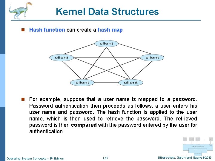 Kernel Data Structures n Hash function can create a hash map n For example,