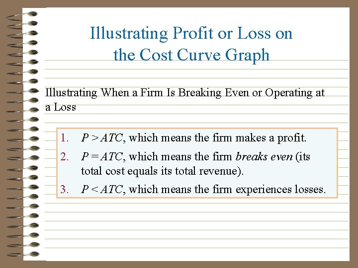 Illustrating Profit or Loss on the Cost Curve Graph Illustrating When a Firm Is