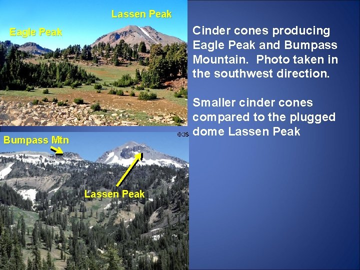 Lassen Peak Cinder cones producing Eagle Peak and Bumpass Mountain. Photo taken in the