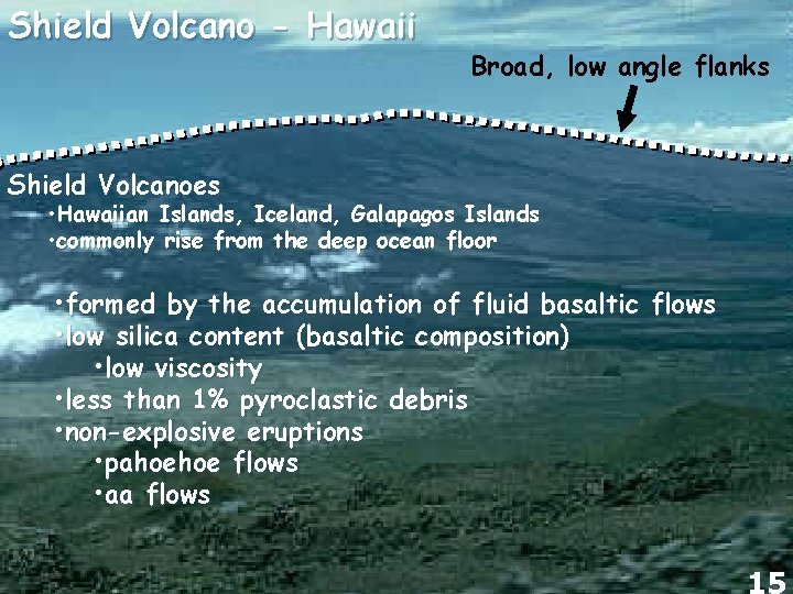Shield Volcano - Hawaii Broad, low angle flanks Shield Volcanoes • Hawaiian Islands, Iceland,