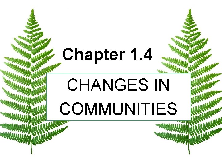 Chapter 1. 4 CHANGES IN COMMUNITIES 