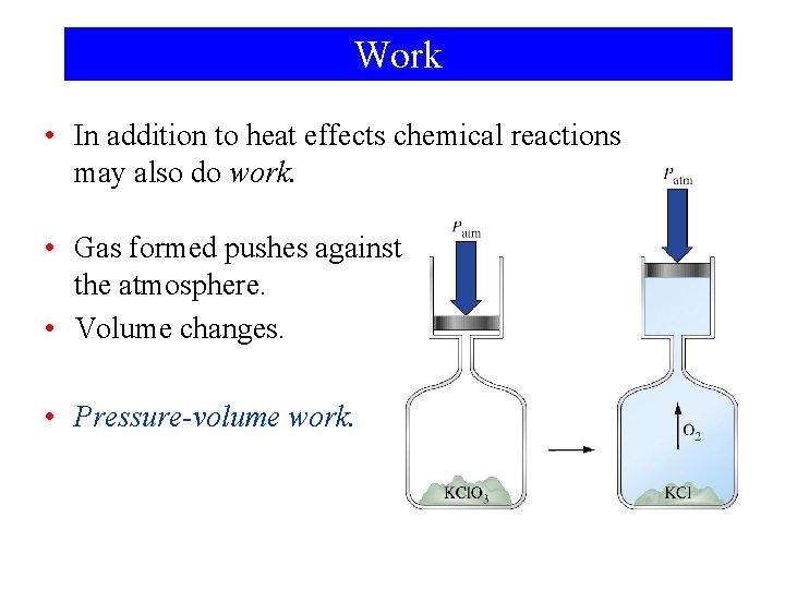 Work • In addition to heat effects chemical reactions may also do work. •