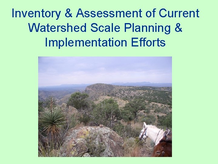 Inventory & Assessment of Current Watershed Scale Planning & Implementation Efforts 
