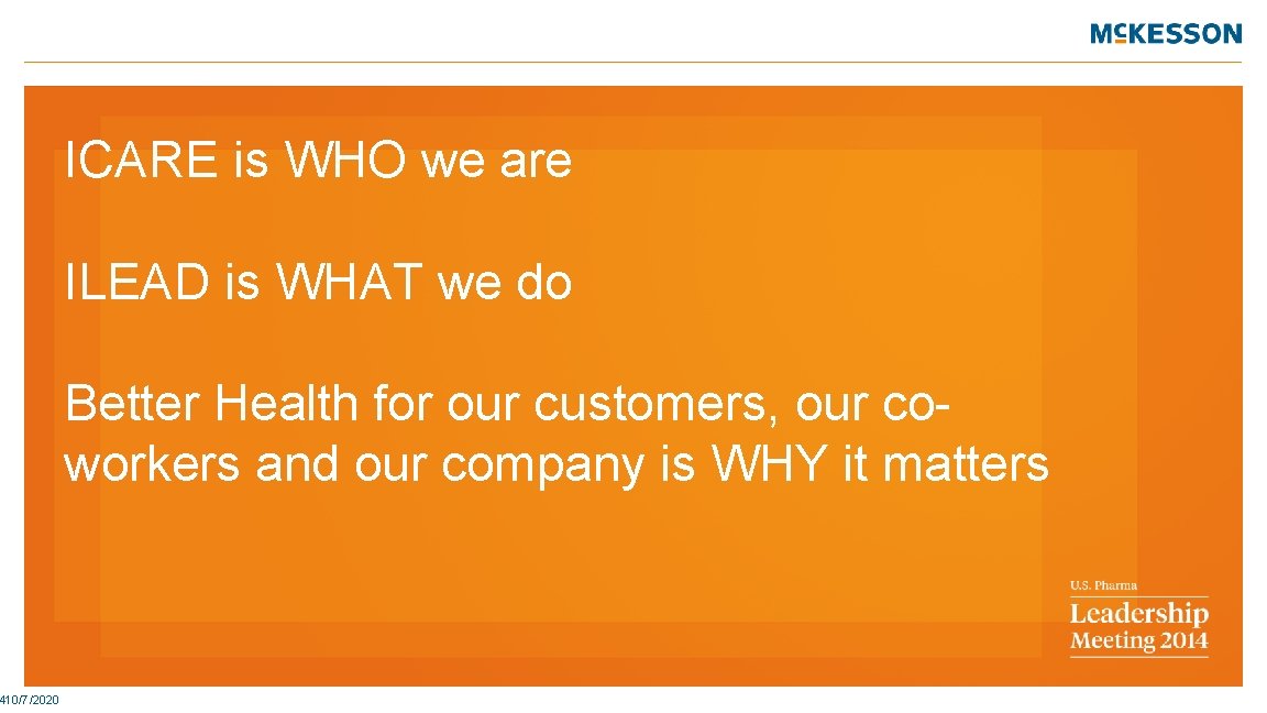 410/7/2020 ICARE is WHO we are ILEAD is WHAT we do Better Health for