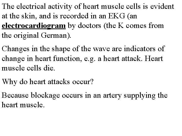 The electrical activity of heart muscle cells is evident at the skin, and is