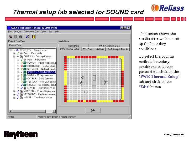 Thermal setup tab selected for SOUND card This screen shows the results after we