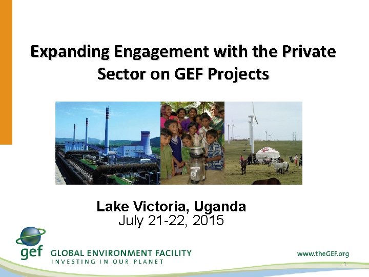 Expanding Engagement with the Private Sector on GEF Projects Lake Victoria, Uganda July 21