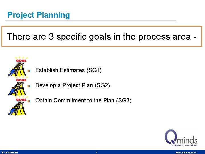Project Planning There are 3 specific goals in the process area - Establish Estimates