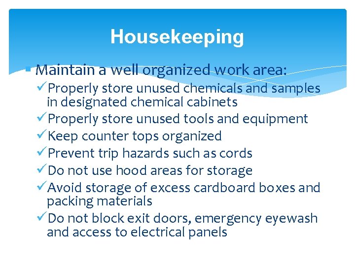 Housekeeping In Lab New Hire Safety Orientation Laboratory Area Personnel Energy