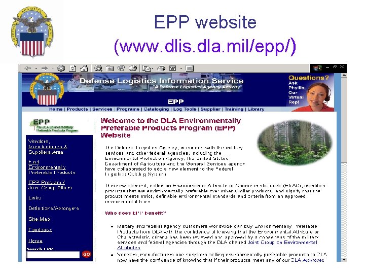 EPP website (www. dlis. dla. mil/epp/) EPP website (www. dlis. dla. mil/epp/)