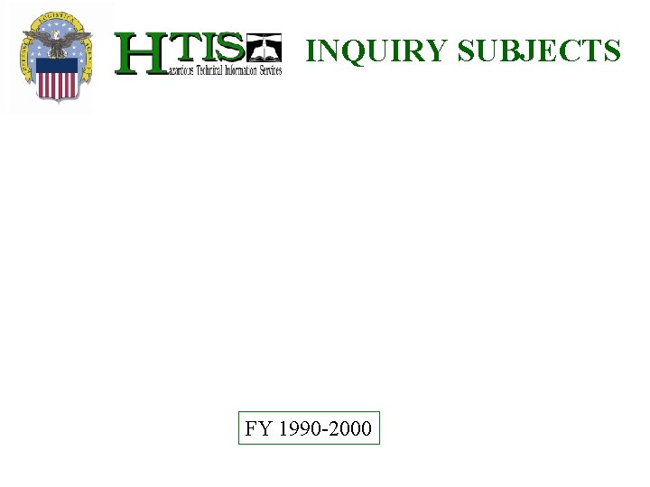 INQUIRY SUBJECTS FY 1990 -2000 INQUIRY SUBJECTS FY 1990 -2000