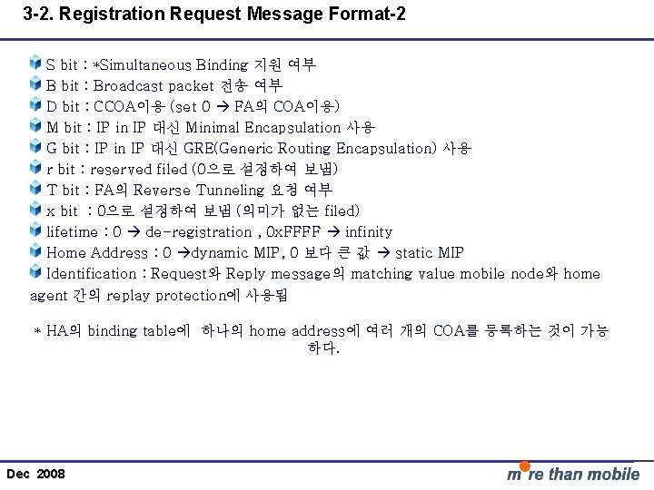3 -2. Registration Request Message Format-2 S bit : *Simultaneous Binding 지원 여부 B