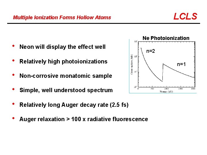 LCLS Multiple Ionization Forms Hollow Atoms Ne Photoionization • Neon will display the effect