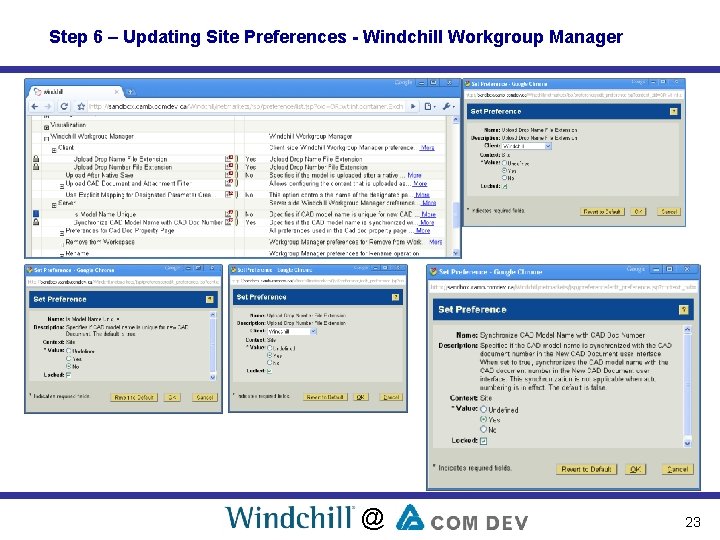 Step 6 – Updating Site Preferences - Windchill Workgroup Manager @ 23 