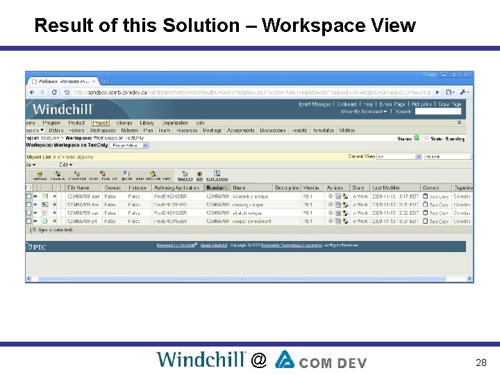 Result of this Solution – Workspace View @ 28 