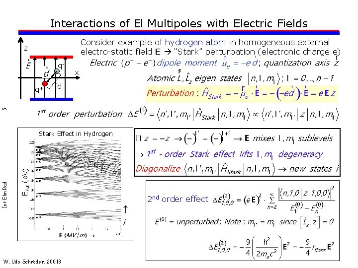 Interactions of El Multipoles with Electric Fields Consider example of hydrogen atom in homogeneous